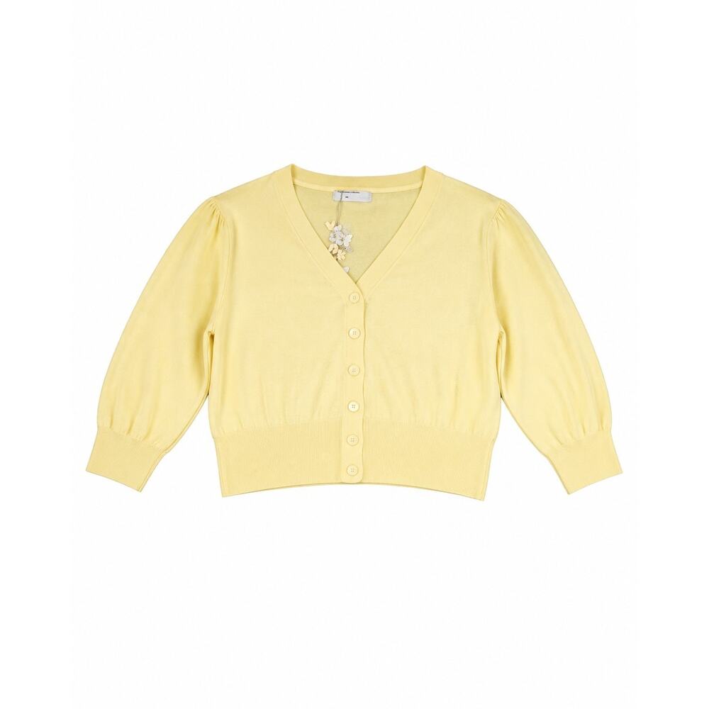 Belle Pogue Sweater Cropped Shrug 3/4 Sleeve Elegant Retro